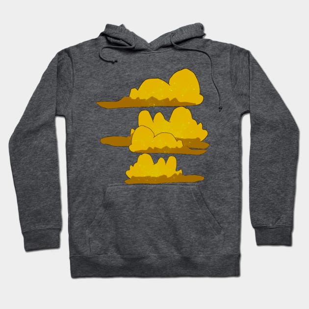 Yellow Sparkly Fluffy Clouds Hoodie by Usagicollection